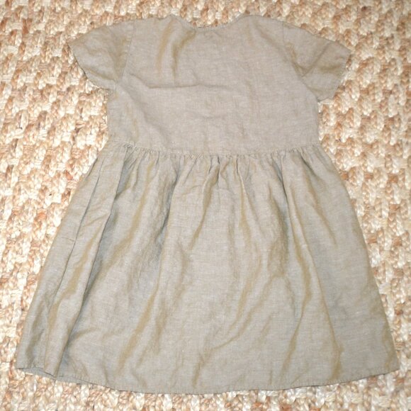 Madewell Brown Linen Blend Alexandra Button Front Mini Dress Pockets SMALL - Picture 4 of 7